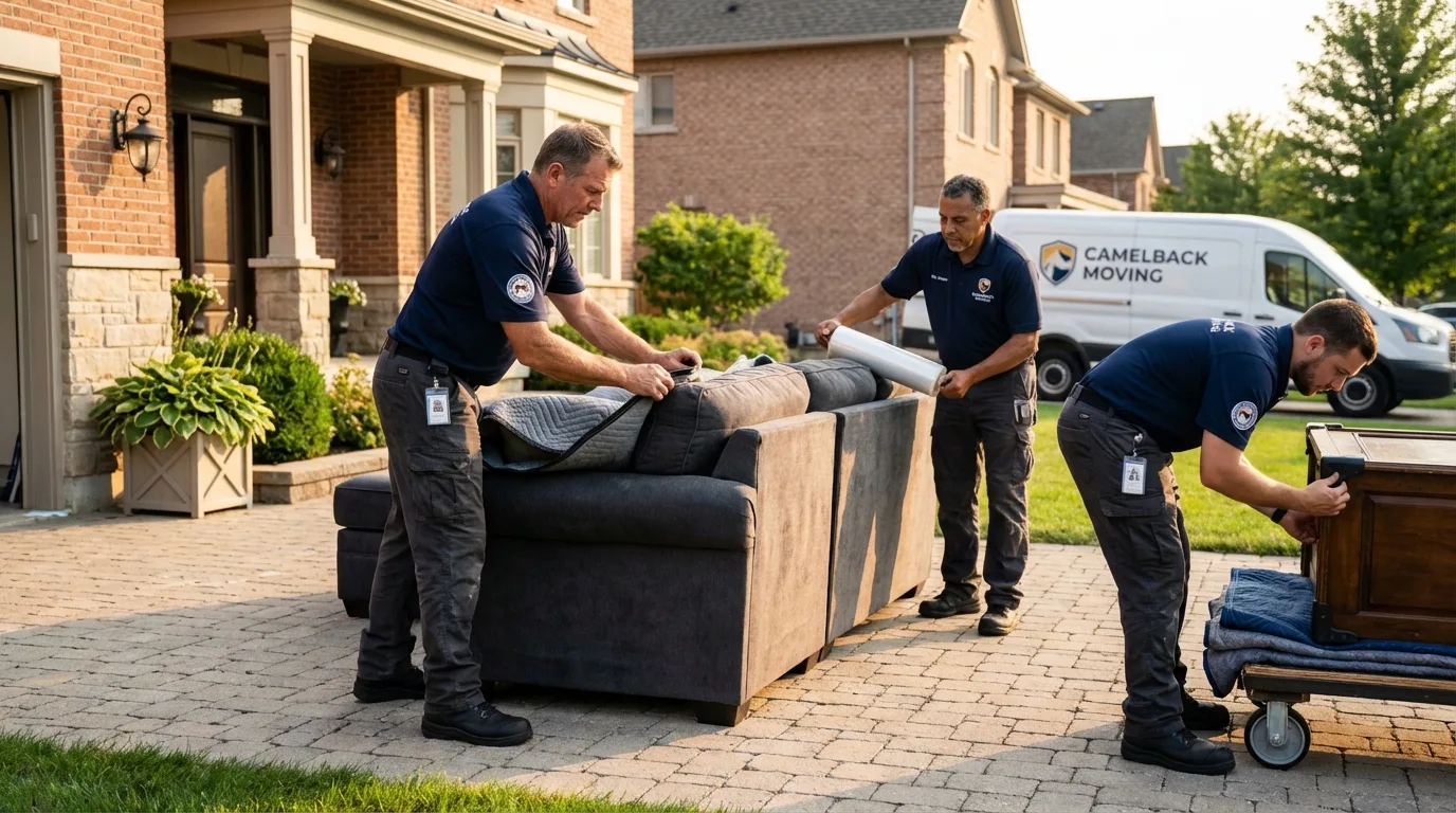 Large estate moving crew wrapping furniture in Sibley, IA